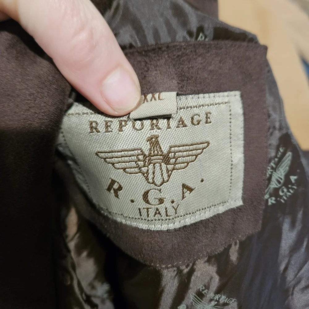 Vintage Reportage R.G.A. Italy Faux Suede Jacket – Brown. XXL